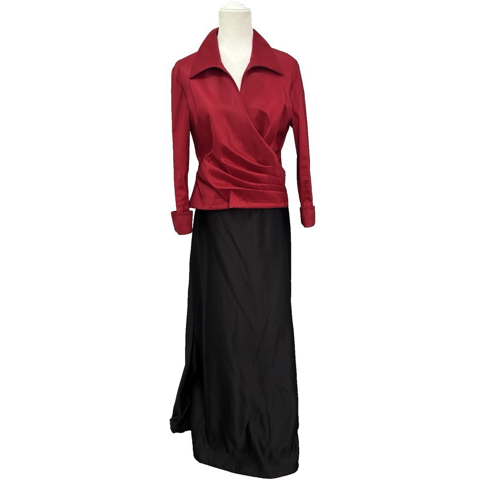 Tadashi Formal Skirt Set Womens 12 14 Red‎ Black Holiday Party Classic Wedding